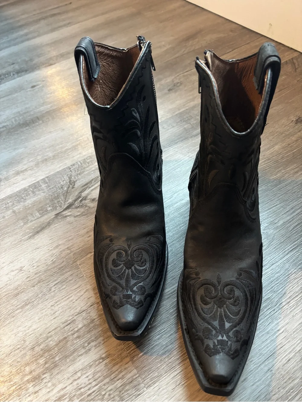 Women’s Black Embroidered Western Ankle Boots